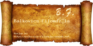 Balkovics Filoméla névjegykártya